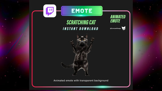 ANIMATED Black Cat for Twitch, Streamer, Gaming, Streaming, Stream Emotes, Cute Cat Emote, Kitty emote