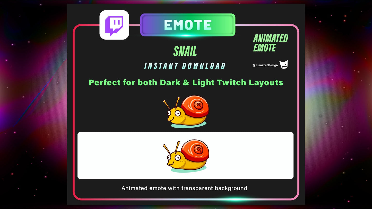 ANIMATED Snail Emote for Twitch, Streamer, Gaming, Streaming,Stream Emotes