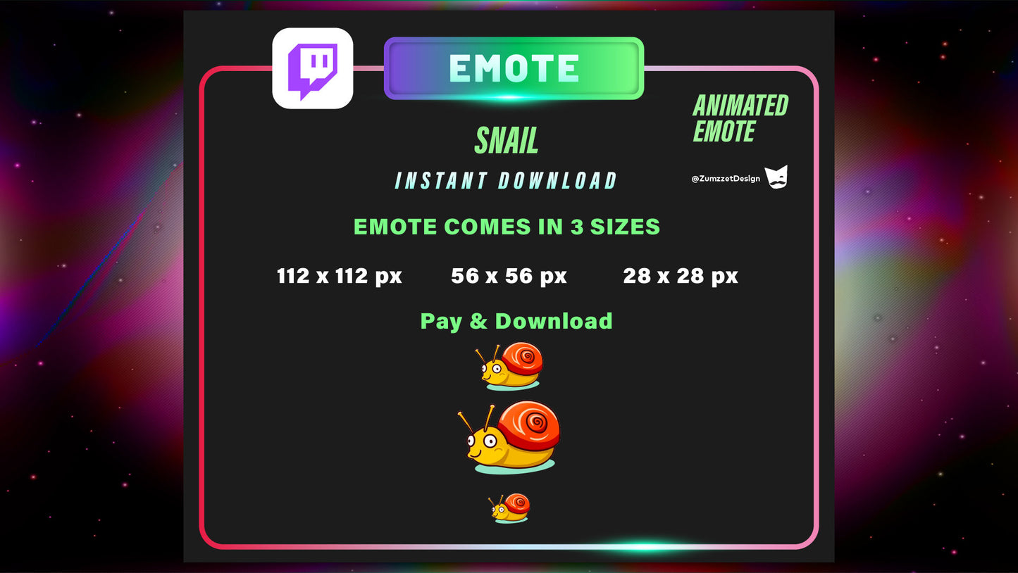 ANIMATED Snail Emote for Twitch, Streamer, Gaming, Streaming,Stream Emotes