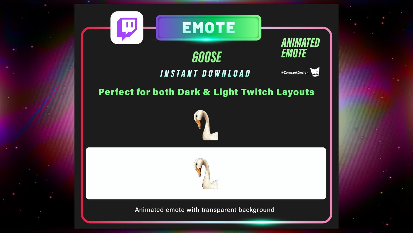 ANIMATED Goose Emote for Twitch, Streamer, Gaming, Streaming, Stream Emotes