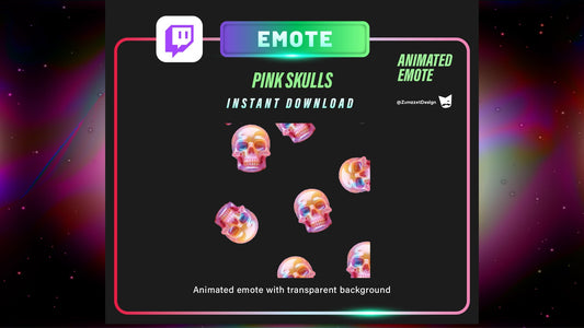 ANIMATED Skull Emote  for Twitch, Streamer, Gaming, Streaming, Stream Emotes, Horror Emote, Skeleton Emote