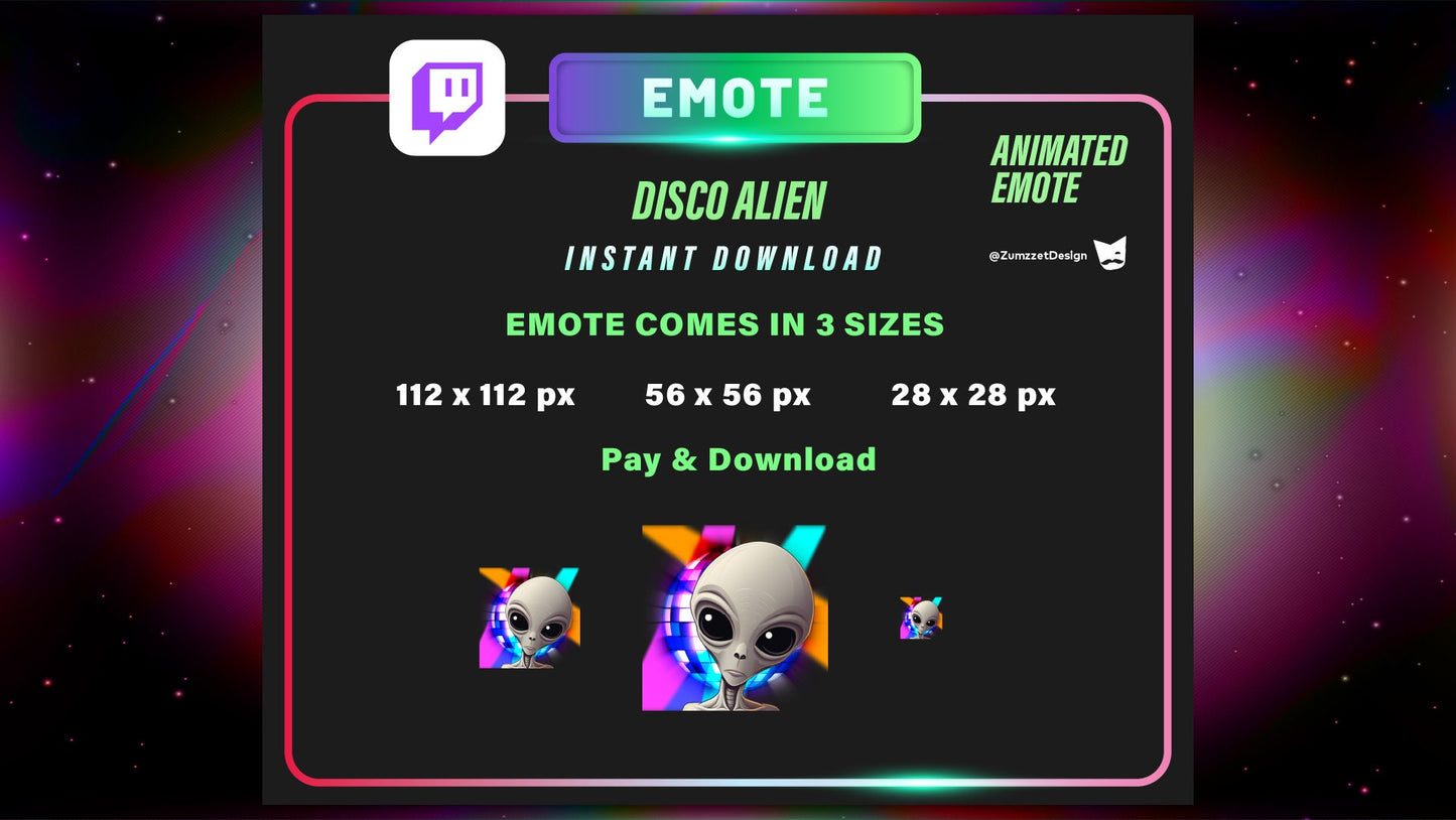 ANIMATED Alien Disco Ball Emote for Twitch, Streamer, Gaming, Streaming,  Stream Emotes, Gamer Emote