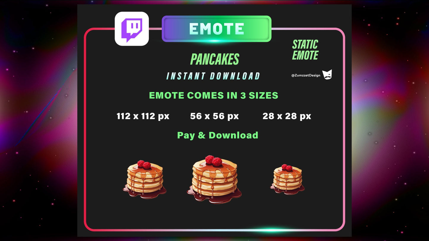 STATIC Pancakes Emote Set for Twitch,  Streamer, Gaming, Streaming, Stream Emotes, Gamer Emote, Food emote,