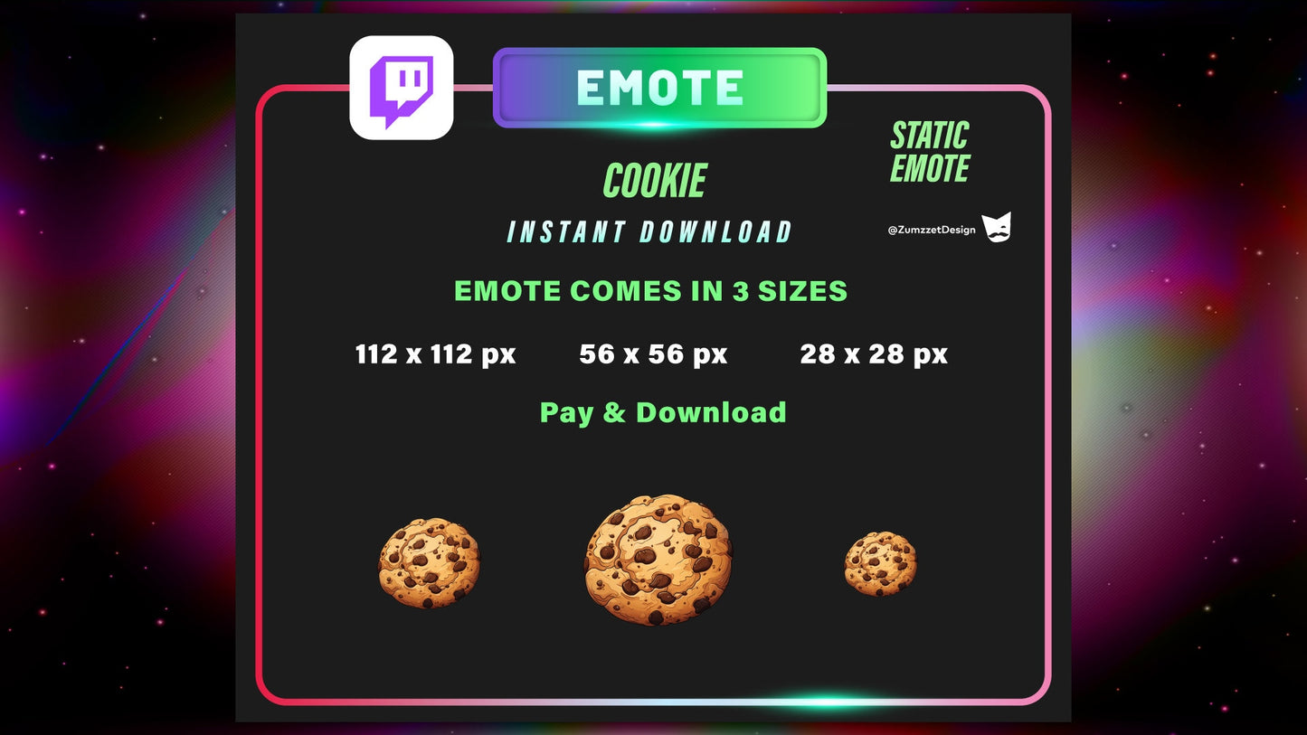 STATIC Cookie Emote Set for Twitch, Streamer, Gaming, Streaming,  Stream Emotes, Gamer Emote, Food emote,
