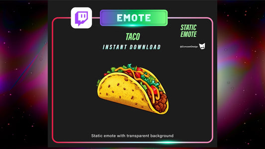 STATIC TACO Emote Set for Twitch, Streamer, Gaming, Streaming, Stream Emotes, Gamer Emote, Food emote,