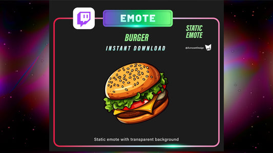 STATIC Burger Emote Set for Twitch, Streamer, Gaming, Streaming, Stream Emotes, Gamer Emote, Food emote,