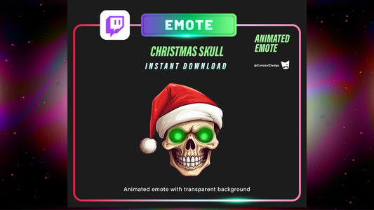 ANIMATED SKULL for Twitch, Streamer, Gaming, Streaming,Stream Emotes, Christmas Emote, Spooky Emote