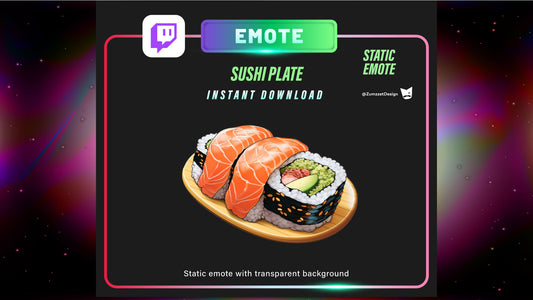 STATIC Sushi Emote Set for Twitch,  Streamer, Gaming, Streaming,  Stream Emotes, Gamer Emote, Food emote,