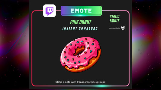 STATIC PINK Donut Emote Set for Twitch,  Streamer, Gaming, Streaming,  Stream Emotes, Gamer Emote, Food emote