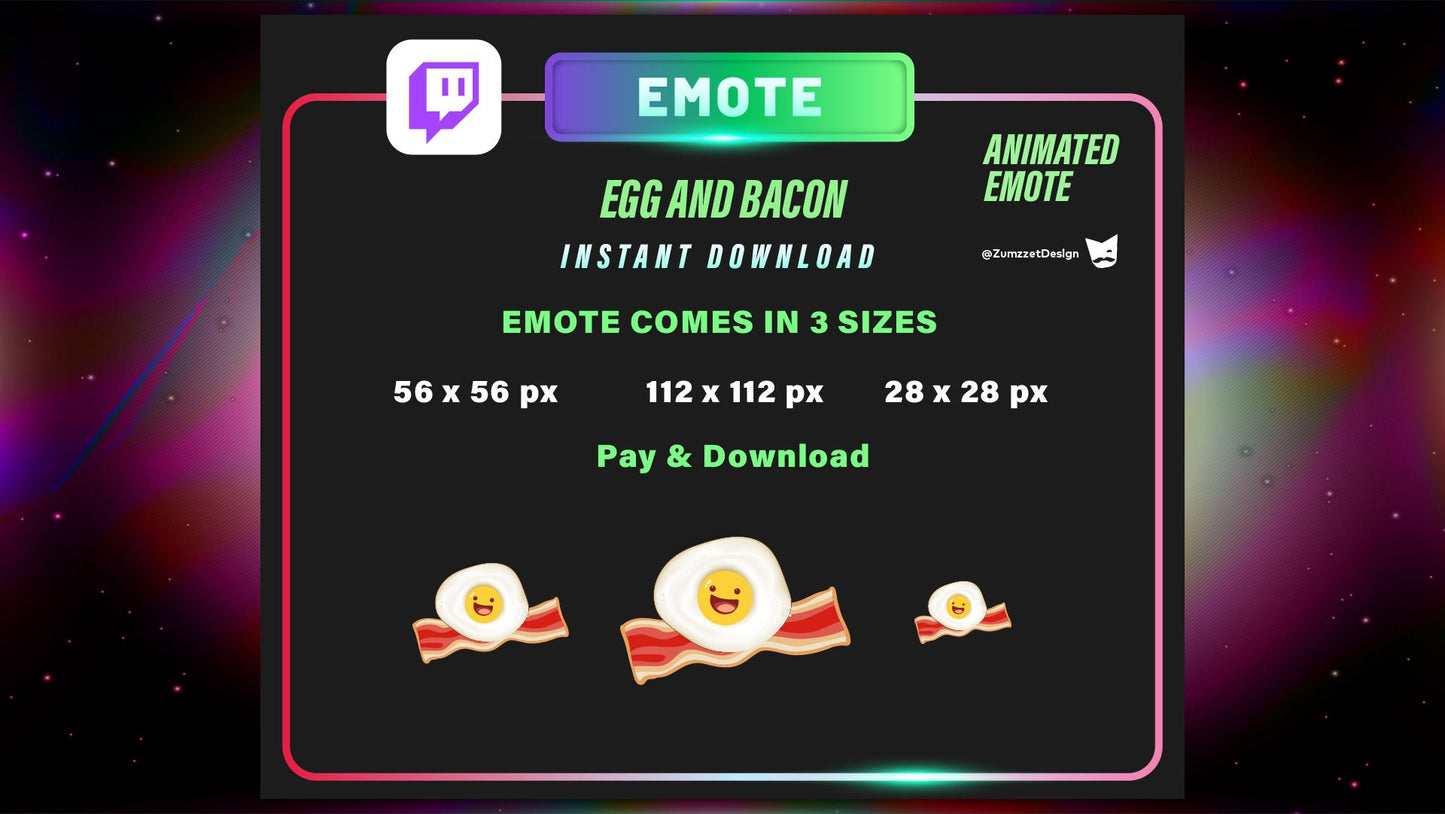ANIMATED Egg and Bacon Emote  for Twitch, Streamer, Gaming, Streaming, Stream Emotes, Gamer Emote, Food Emote, Breakfast Emote