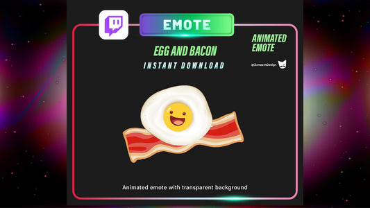 ANIMATED Egg and Bacon Emote  for Twitch, Streamer, Gaming, Streaming, Stream Emotes, Gamer Emote, Food Emote, Breakfast Emote