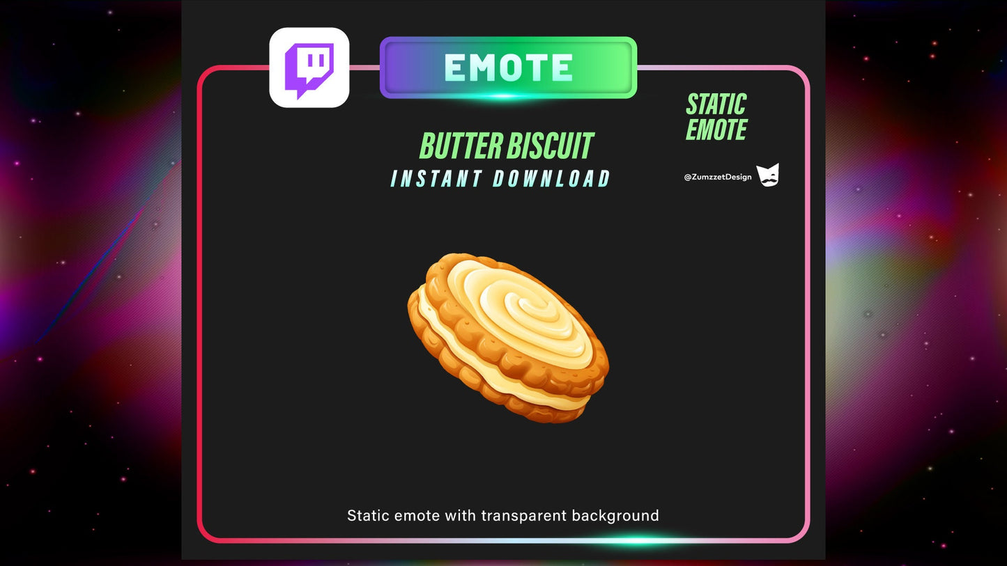 STATIC  Butter Biscuit Emote for Twitch, Pink Emote, Gaming, Streaming, Stream Emotes, Dessert Emote, Sweets Emote