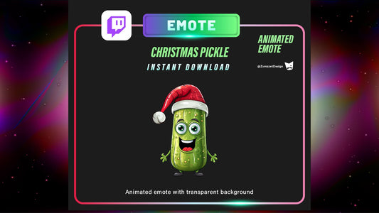 ANIMATED + STATIC Christmas Pickle for Twitch, Streamer, Stream Emotes, Christmas Emote, Dill Pickle Emote, Winter Emote, Xmas Emote