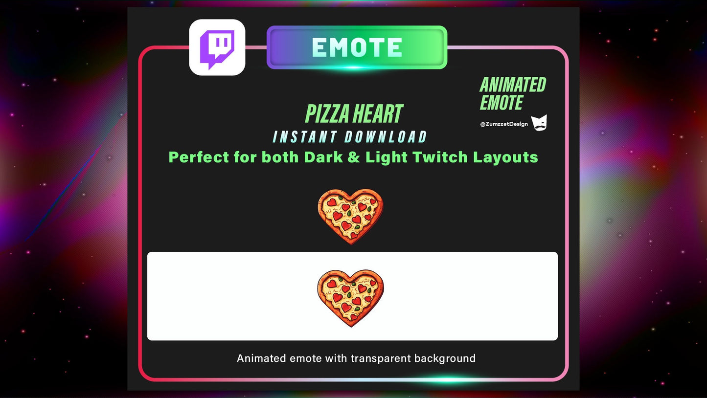 ANIMATED + STATIC Pepperoni Pizza Heart Emote for Twitch, Streamer, Gaming, Streaming, Stream Emotes, Gamer Emote, Food emote
