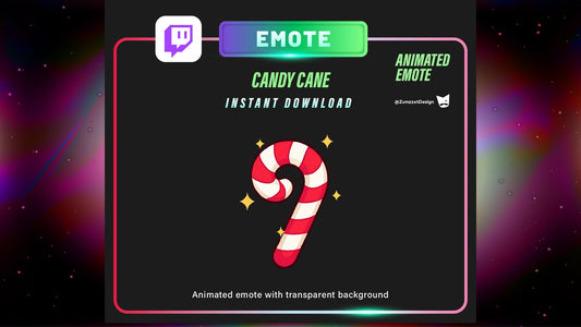 ANIMATED Candycane for Twitch, Streamer, Stream Emotes, Christmas Emote, Winter Emote, Xmas Emote