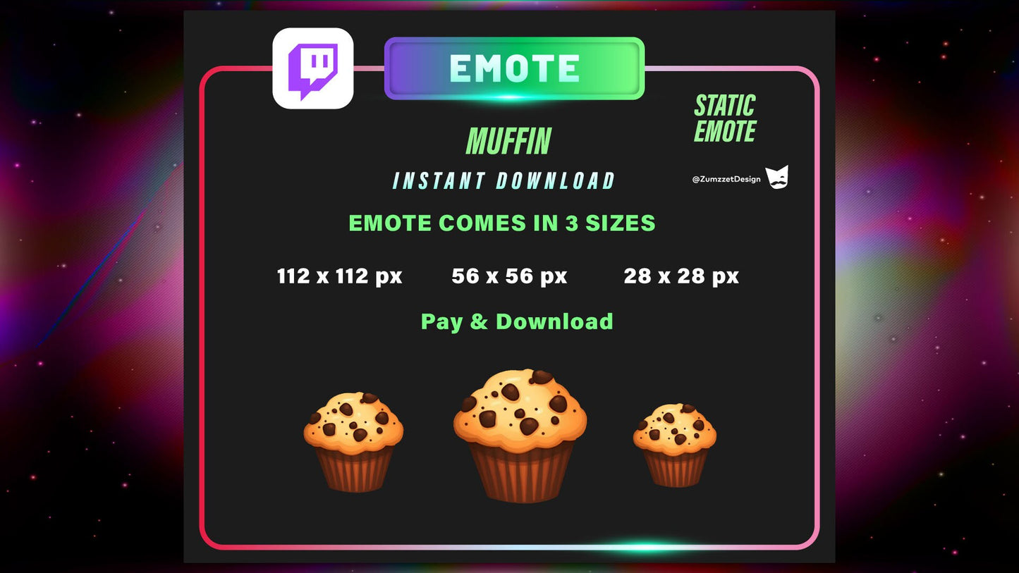 STATIC Muffin Emote Set for Twitch, Streamer, Gaming, Streaming, Stream Emotes, Sweets Emote, Dessert Emote,