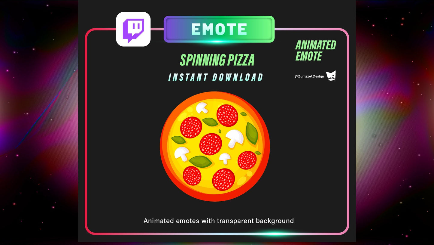 ANIMATED Spinning Pepperoni Pizza Emote for Twitch, Streamer, Gaming, Streaming, Stream Emotes, Gamer Emote, Food emote
