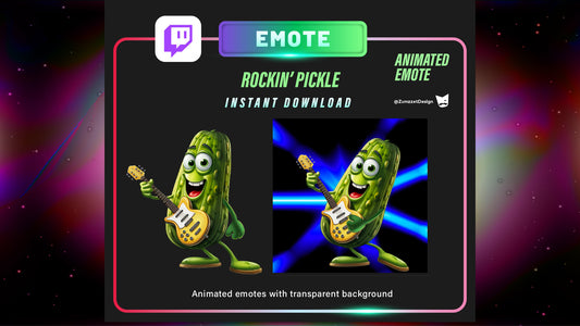 ANIMATED Pickle for Twitch, Streamer, Stream Emotes, Music Emote, Cucumber Emote,