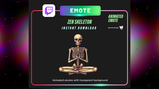 ANIMATED Zen Skeleton  Emote for Twitch, Streamer, Gaming, Streaming, Stream Emotes, Horror Emote, Skeleton Emote