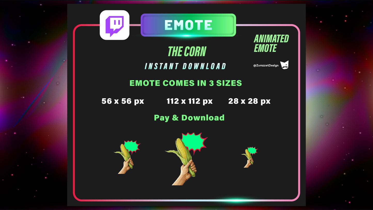ANIMATED Corn , Streamer, Gaming, Streaming, Stream Emotes, Hand Emote