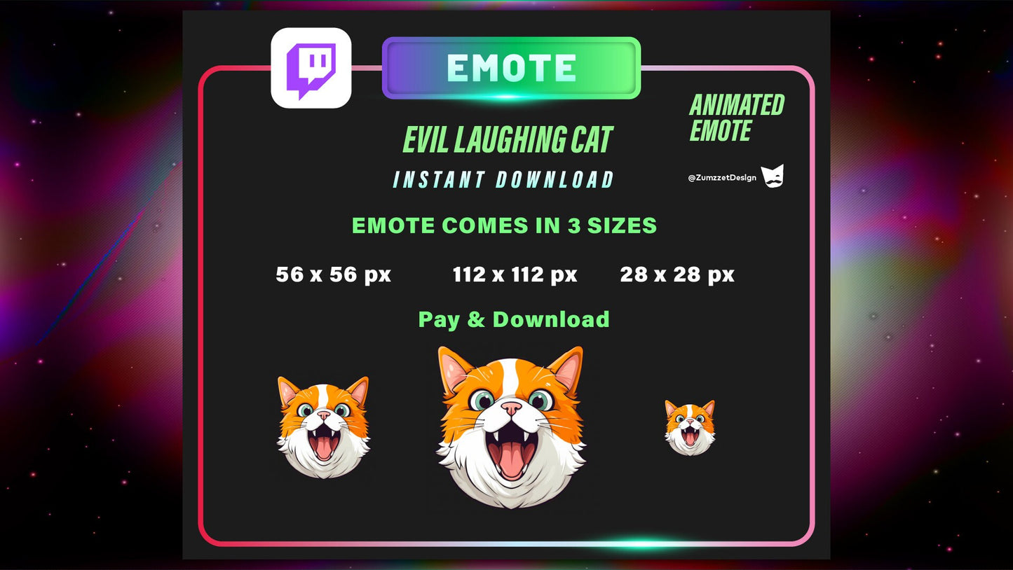 ANIMATED Evil Ginger Cat Emote Twitch, Streamer, Gaming, Streaming, Stream Emotes, Cute Cat Emote, Laughing  Cat