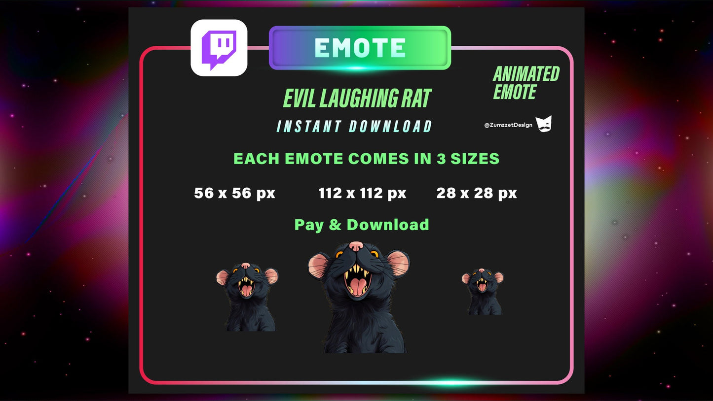 ANIMATED Evil Rat Emote for Twitch, Streamer, Gaming, Streaming, Stream Emotes, Gamer Emote, Rodent Emotes, Rat Emotes