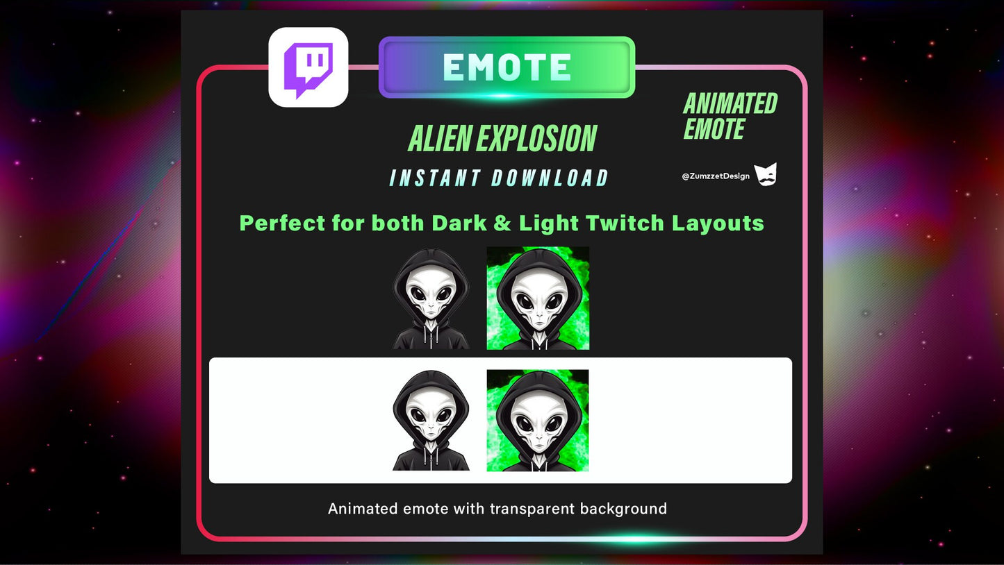 ANIMATED Alien Emote for Twitch, Streamer, Gaming, Streaming,  Stream Emotes, Gamer Emote