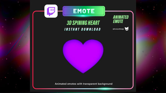 ANIMATED Spinning Heart Emote  for Twitch, Streamer, Gaming, Streaming, Stream Emotes, Love Emote, Valentines Emote, Colorful Emote