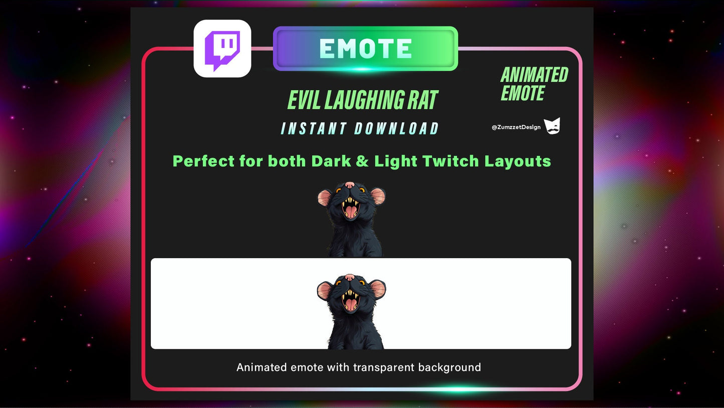 ANIMATED Evil Rat Emote for Twitch, Streamer, Gaming, Streaming, Stream Emotes, Gamer Emote, Rodent Emotes, Rat Emotes