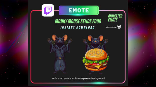 ANIMATED Monk Mouse for Twitch, Streamer, Gaming,  Streaming,  Stream Emotes, Food Emote, Rat Emote, Rodent Emote