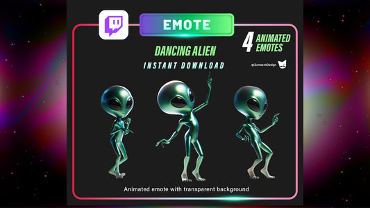 ANIMATED 4 Dancing Alien Emote  for Twitch, Music Emote, Dj Emote, Stream Emotes