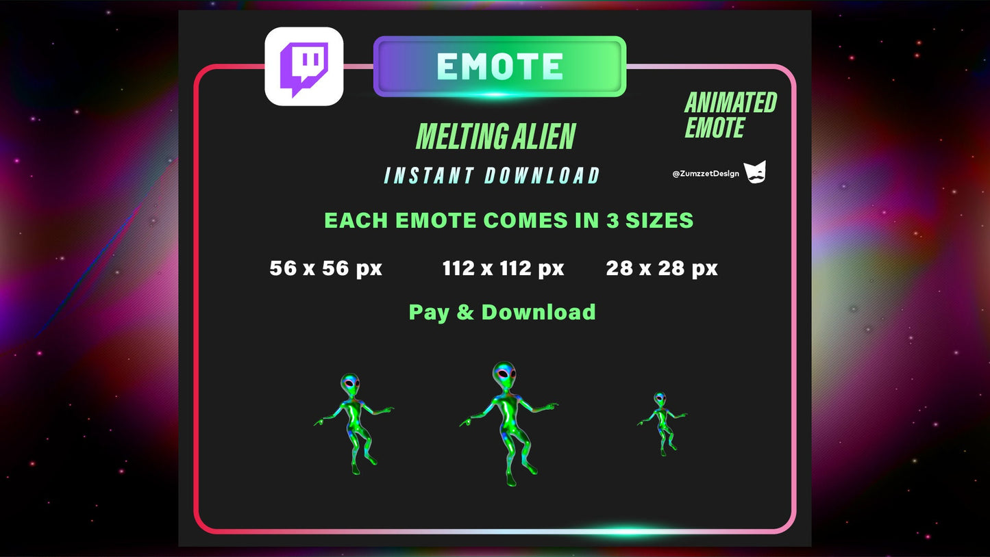 ANIMATED Melting Alien Emote Set for Twitch, Streamer, Stream Emotes