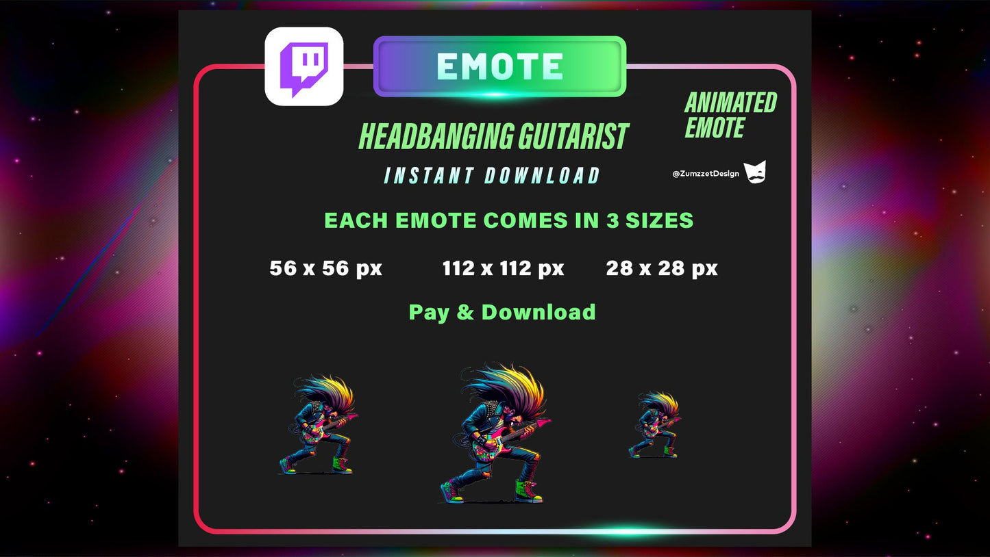 ANIMATED Headbanging Emote Set for Twitch, Streamer, Stream Emotes, Party Emotes, Rocker Emotes, Music Emote, Dancing Emote