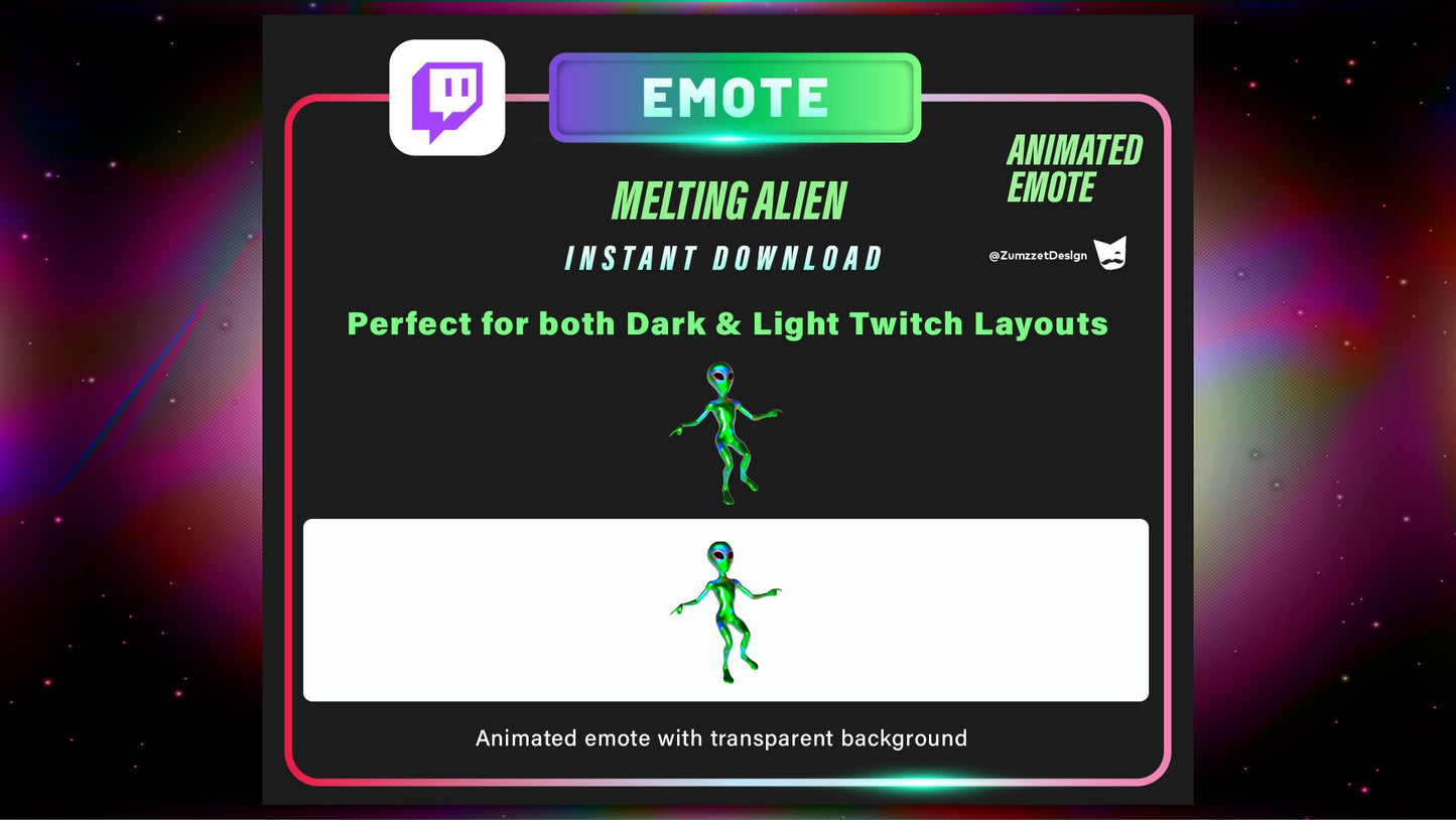 ANIMATED Melting Alien Emote Set for Twitch, Streamer, Stream Emotes
