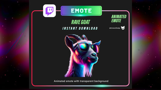 ANIMATED Goat Emote for Twitch, Streamer, Gaming, Streaming, Stream Emotes, Glowing Emote, Music Emote