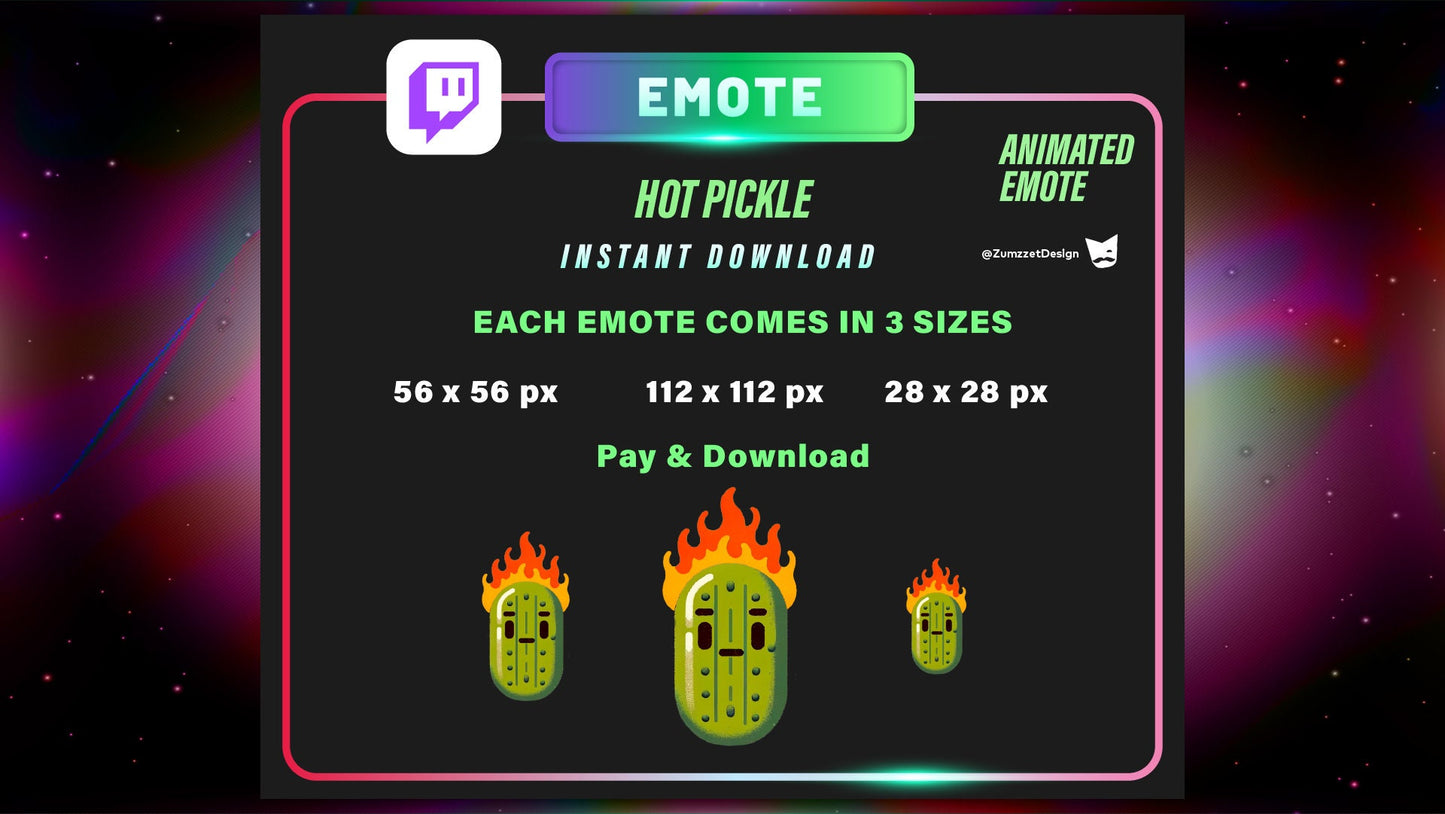 ANIMATED Hot Pickle Emote for Twitch, Streamer, Gaming, Streaming, Stream Emotes, Reaction Twitch Emote