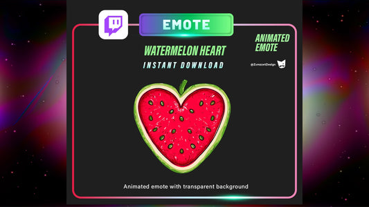 ANIMATED Watermelon Heart Emote, Emote for Twitch, Streamer, Gaming, Streaming, Stream Emotes, Heart Emote, Food Emote