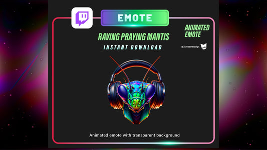 ANIMATED Neon Praying Mantis Emote for Twitch, Streamer, Gaming, Streaming, Stream Emotes, Gamer Emote, Glowing Emote, Rave Emotes