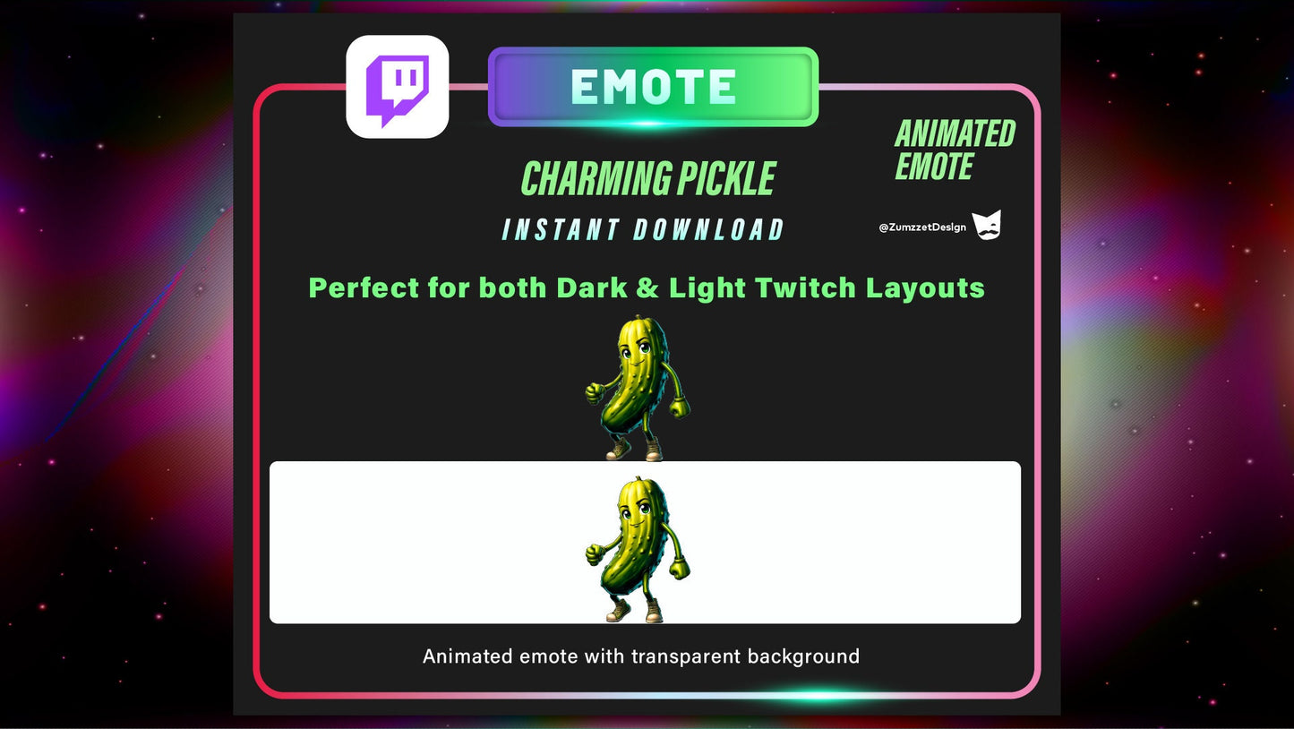 ANIMATED Pickle Emote for Twitch, Streamer, Gaming, Streaming, Stream Emotes, Reaction Twitch Emote