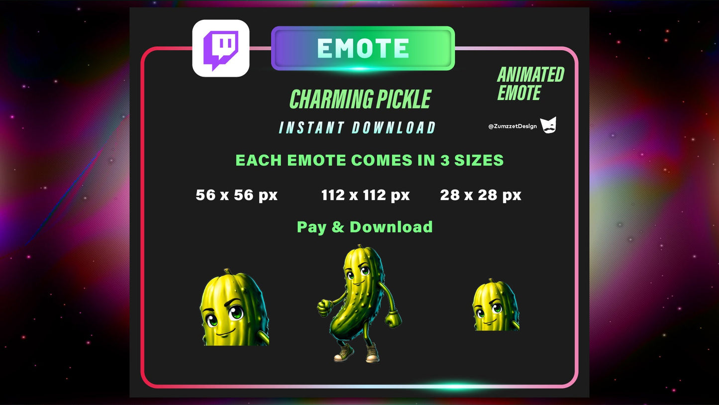 ANIMATED Pickle Emote for Twitch, Streamer, Gaming, Streaming, Stream Emotes, Reaction Twitch Emote