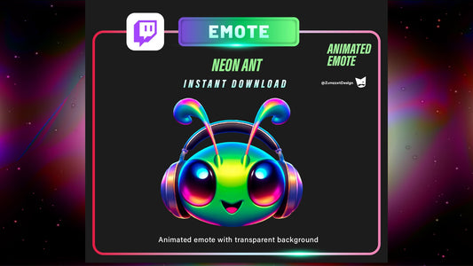 ANIMATED Neon Ant  Emote for Twitch, Streamer, Gaming, Streaming, Stream Emotes, Gamer Emote, Glowing Emote, Rave Emotes