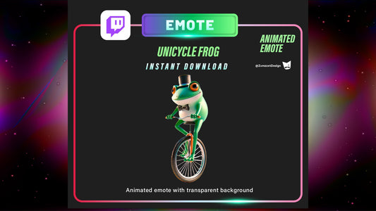 ANIMATED Unicycle Frog Emote for Twitch, Streamer, Gaming, Streaming, Toad Stream Emotes, Gamer Emotes, Green Froggy Emote