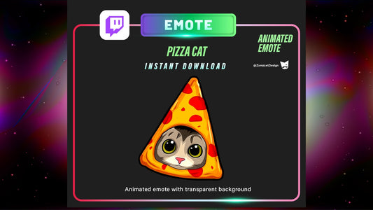 ANIMATED Pizza Cat Emote, Emote for Twitch, Streamer, Gaming, Streaming, Stream Emotes, Food Emote