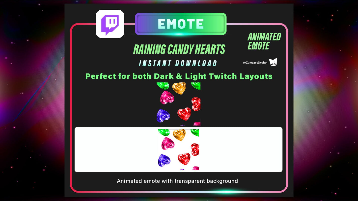 ANIMATED Raining Heart Emote  for Twitch, Streamer, Gaming, Streaming, Stream Emotes, Love Emote, Valentines Emote