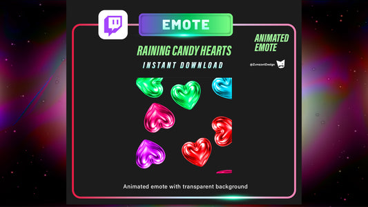 ANIMATED Raining Heart Emote  for Twitch, Streamer, Gaming, Streaming, Stream Emotes, Love Emote, Valentines Emote