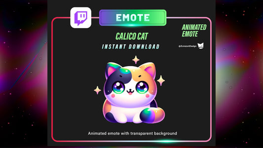 ANIMATED Chibi Cat Emote  for Twitch, Streamer, Gaming, Streaming, Stream Emotes, Calico Cat Emote, Cute Emote, Cat Lover Emote