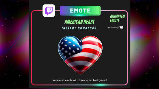 ANIMATED American Heart Flag Emote  for Twitch, Streamer, USA Heart Emote, Streaming, Stream Emotes, Love Emote