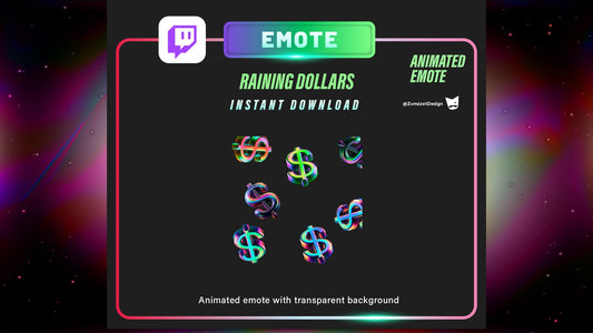 ANIMATED Raining Dollar Sign Emote for Twitch, Streamer, Money Emote, Streaming, Stream Emotes, Funny Emote, Donation Emote