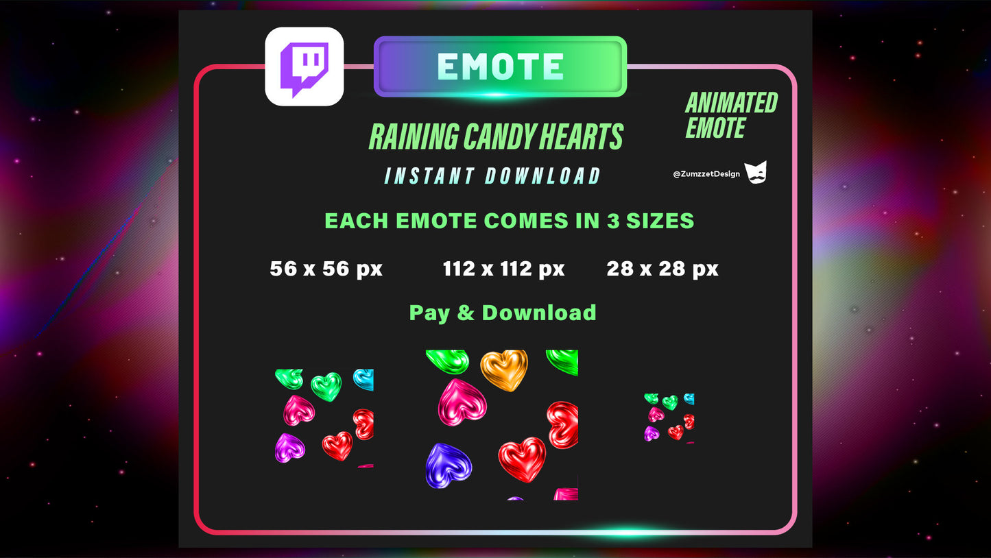 ANIMATED Raining Heart Emote  for Twitch, Streamer, Gaming, Streaming, Stream Emotes, Love Emote, Valentines Emote