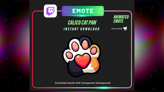 ANIMATED Cat Paw Emote  for Twitch, Streamer, Gaming, Streaming, Stream Emotes, Love Emote, Cute Emote, Calico Cat Emote, Cat Lover Emote
